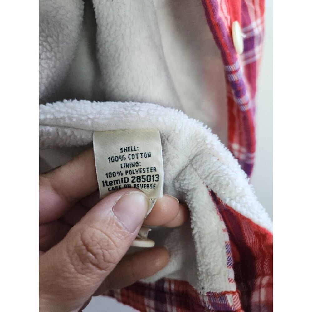 L.L.Bean Women Red Blue Plaid Fleece Lined Flannel Shacket (Jacket/Shirt) Medium - Picture 7 of 11